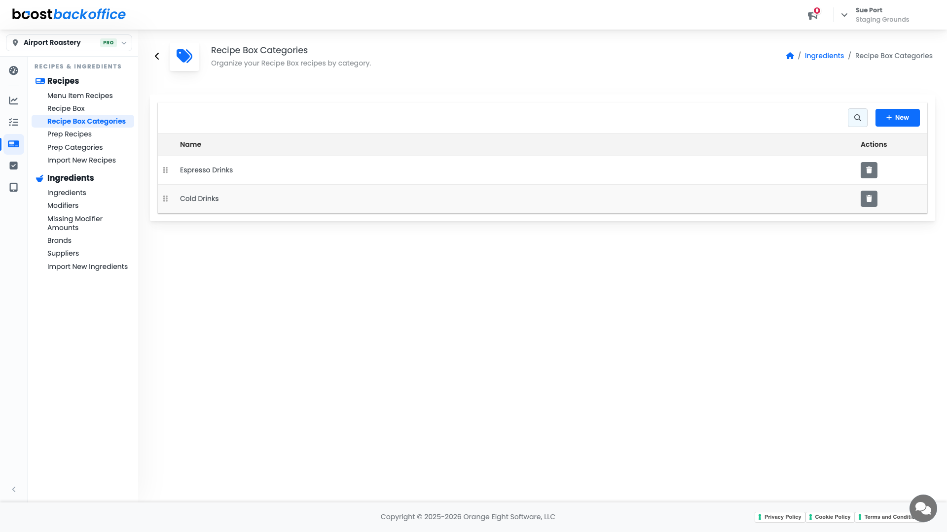 Recipe Box Categories