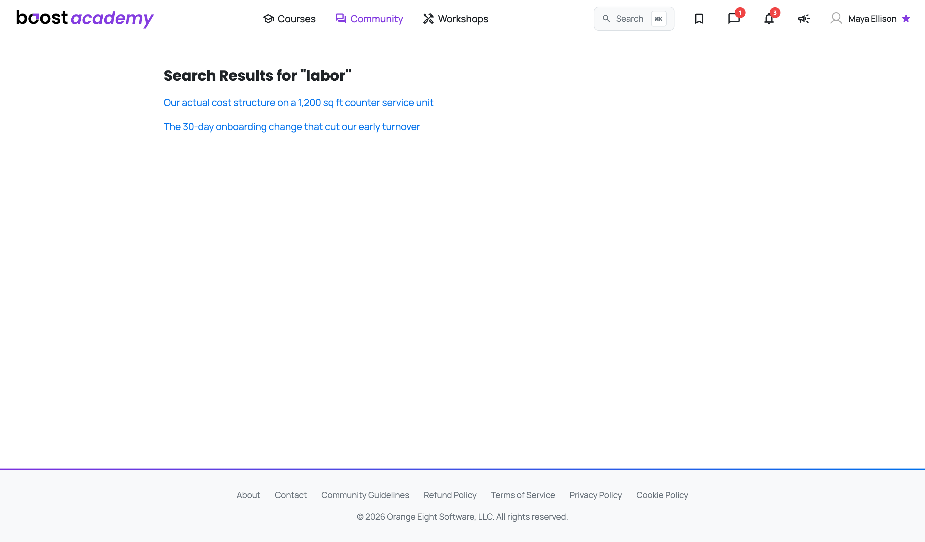 Community search results for a keyword